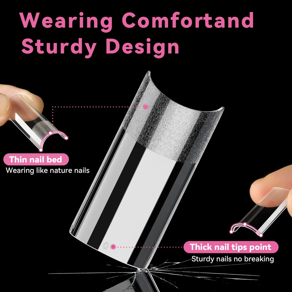 UNA GELLA No C Curve Medium Square Nail Tips 504Pcs | Half Cover Gel Tips for Nail Extension - view 3
