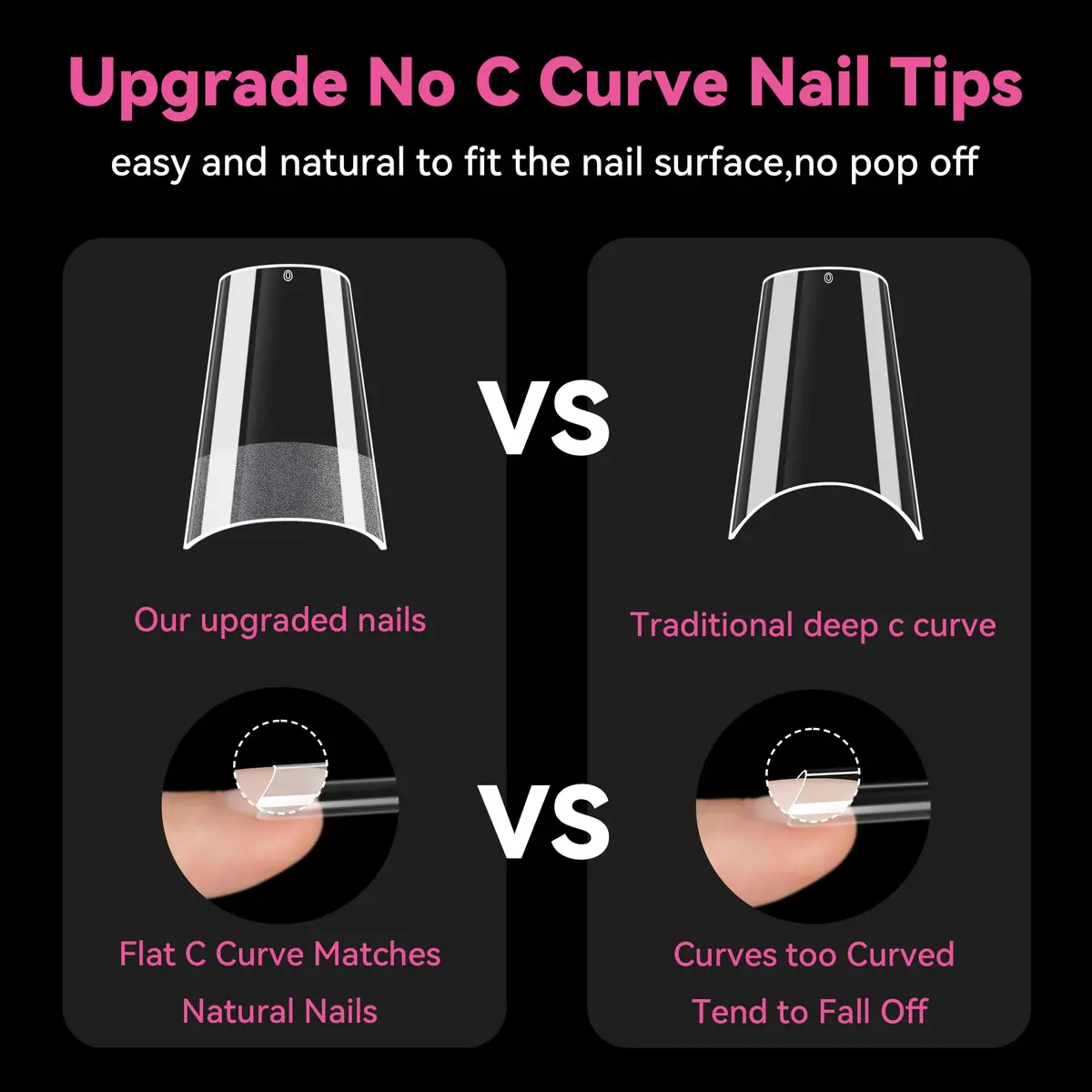 UNA GELLA No C Curve Medium Square Nail Tips 504Pcs | Half Cover Gel Tips for Nail Extension - view 4