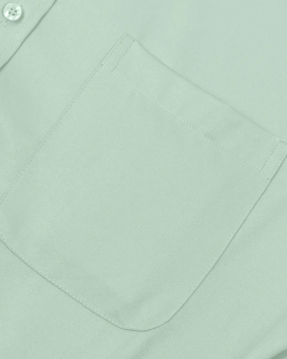 Alimens & Gentle Light Green Button Down Shirt Men's Regular Fit Long Sleeve, 95% Polyester 5% Spandex | Classic Elegance Meets Modern Chic - view 6