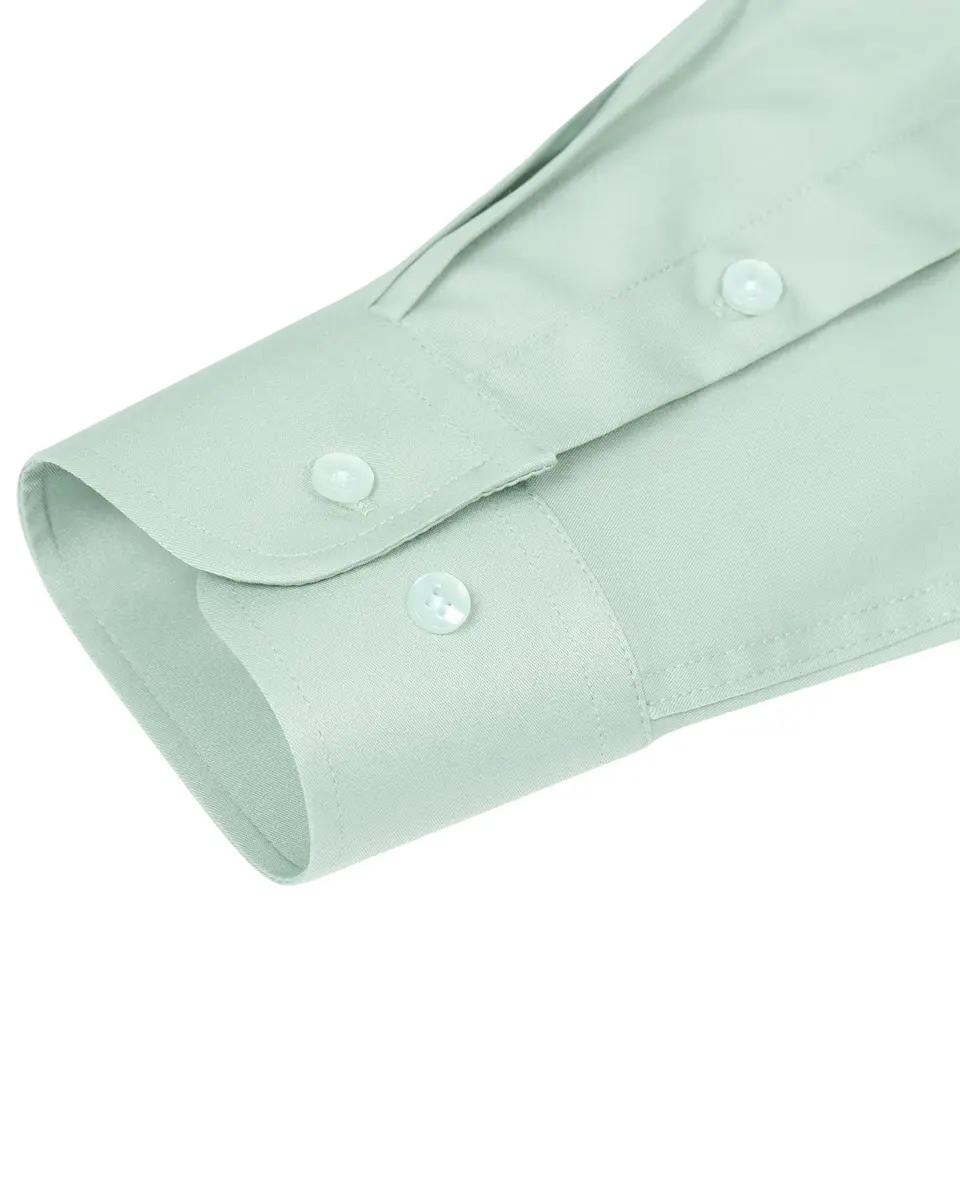 Alimens & Gentle Light Green Button Down Shirt Men's Regular Fit Long Sleeve, 95% Polyester 5% Spandex | Classic Elegance Meets Modern Chic - view 7