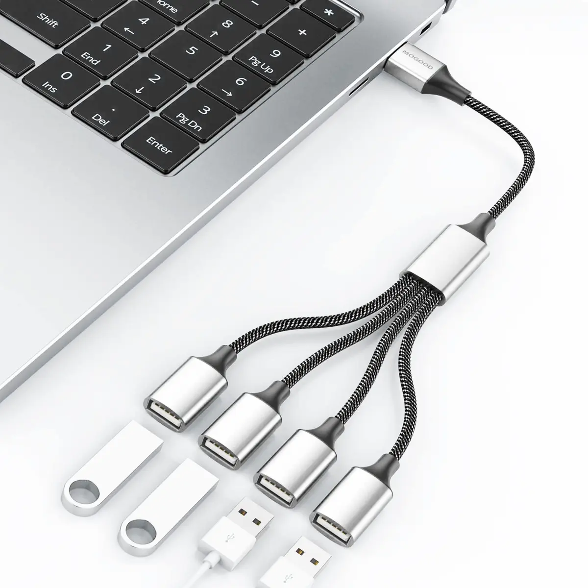 Fidioto 4USB Extension Cable, USB 1 Male to 4 Female, Data & Charging, Aluminum Shell, 10in (25cm) - view 4