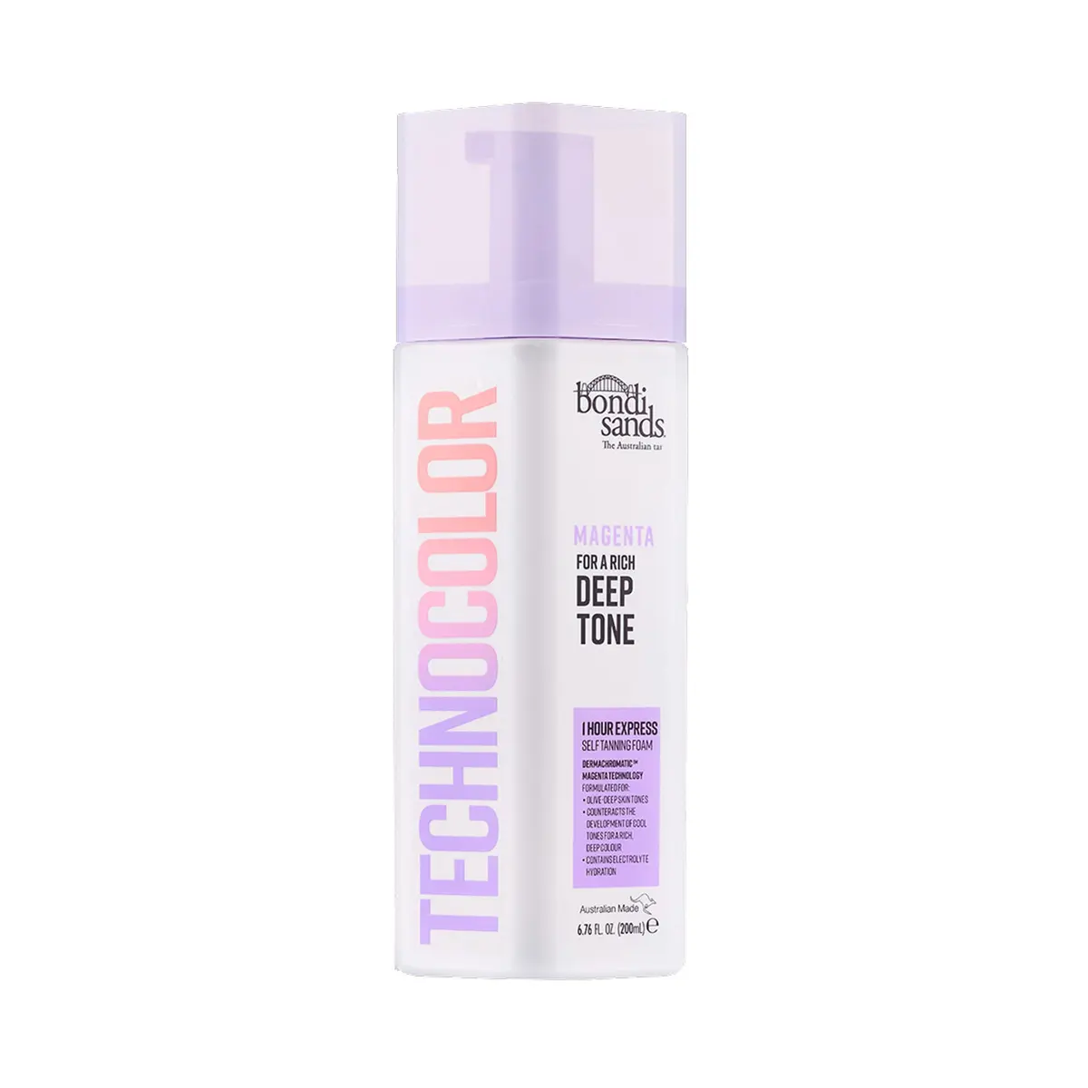 Bondi Sands Technocolor 1 Hour Express Tanning Foam, Magenta | Deep, Rich Tan for Olive & Deep Skin Tones - main product image