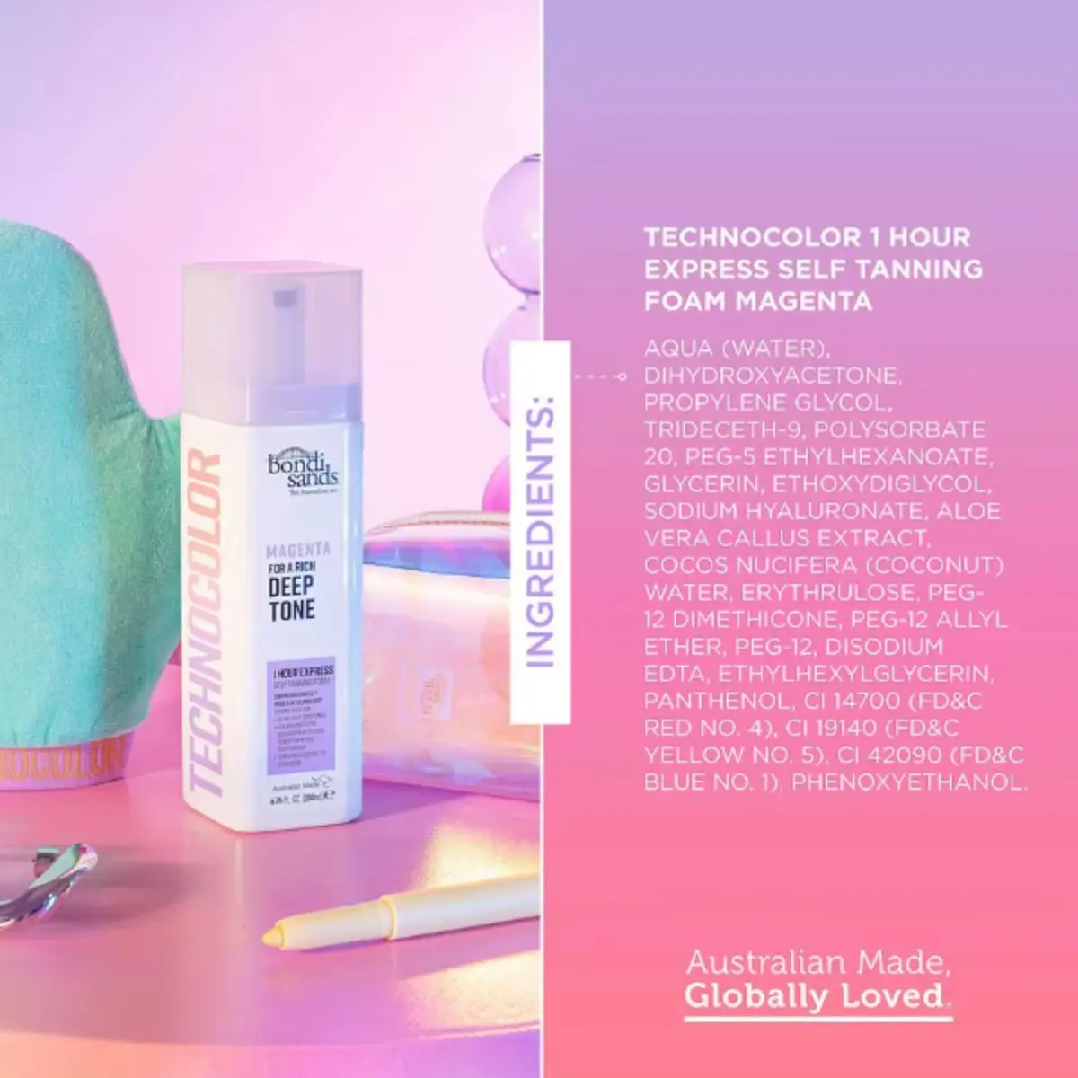 Bondi Sands Technocolor 1 Hour Express Tanning Foam, Magenta | Deep, Rich Tan for Olive & Deep Skin Tones - view 8