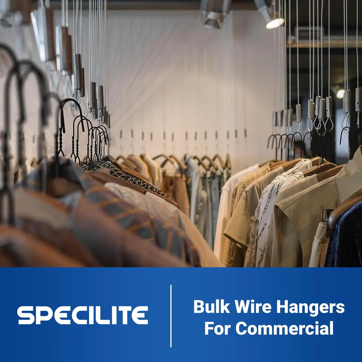 SPECILITE Metal Wire Clothes Hangers Bulk 50 Pack with Grooves, Black | Space Saving & Anti-slip - view 8