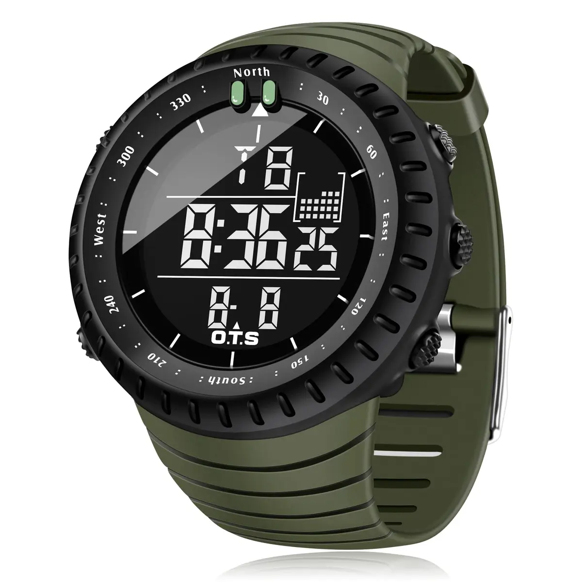 PALADA Digital Sports Watch Waterproof Tactical Watch 50mm Case, Green - main product image