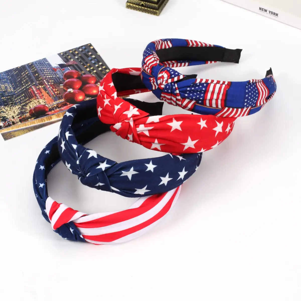 Ardorchid USA Flag Headbands 4 Pack | Patriotic Red White Blue Hair Accessories - view 2