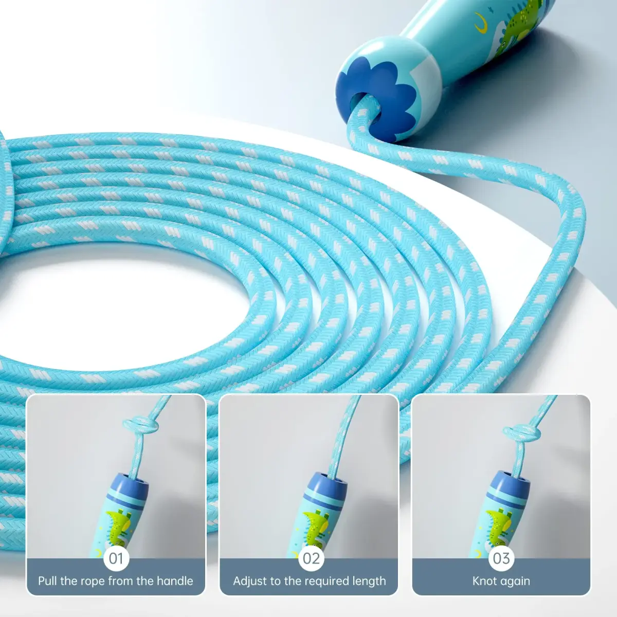 JGM Adjustable Cotton Braided Jump Rope with Wooden Handle | 2.27 kg (5 lb) Total Weight - view 4