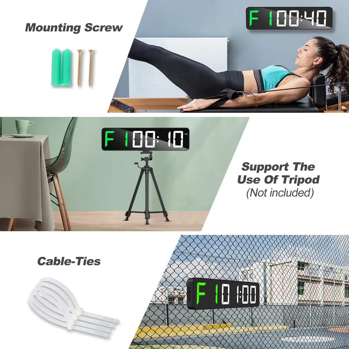 ANJANK Gym Timer 15" Large LED Display Wall Clock | Interval Workout Countdown & Stopwatch - view 6