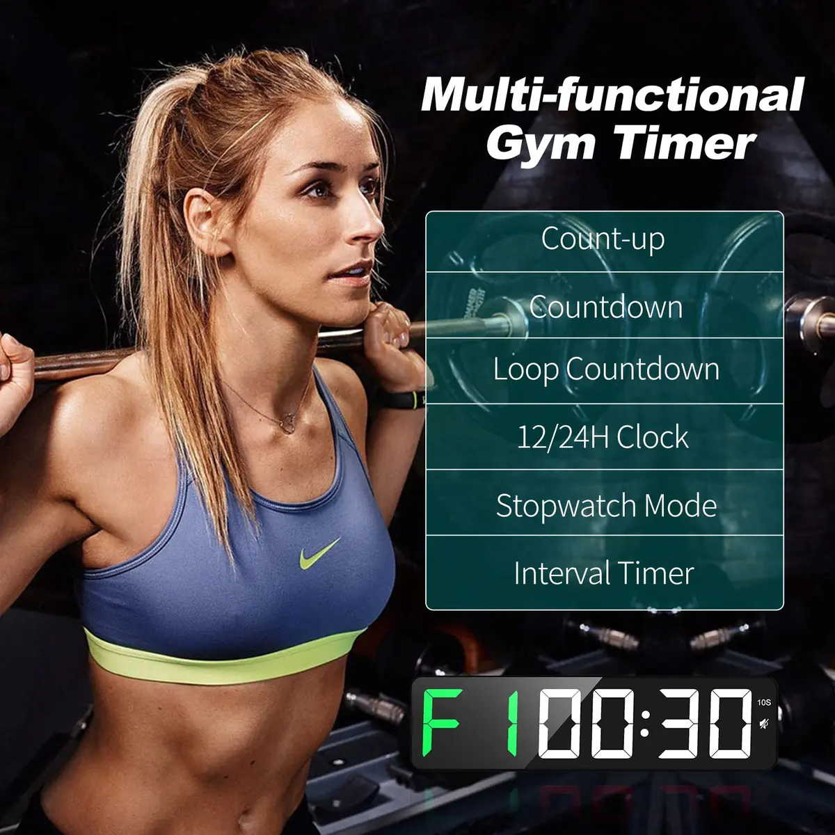 ANJANK Gym Timer 15" Large LED Display Wall Clock | Interval Workout Countdown & Stopwatch - view 3