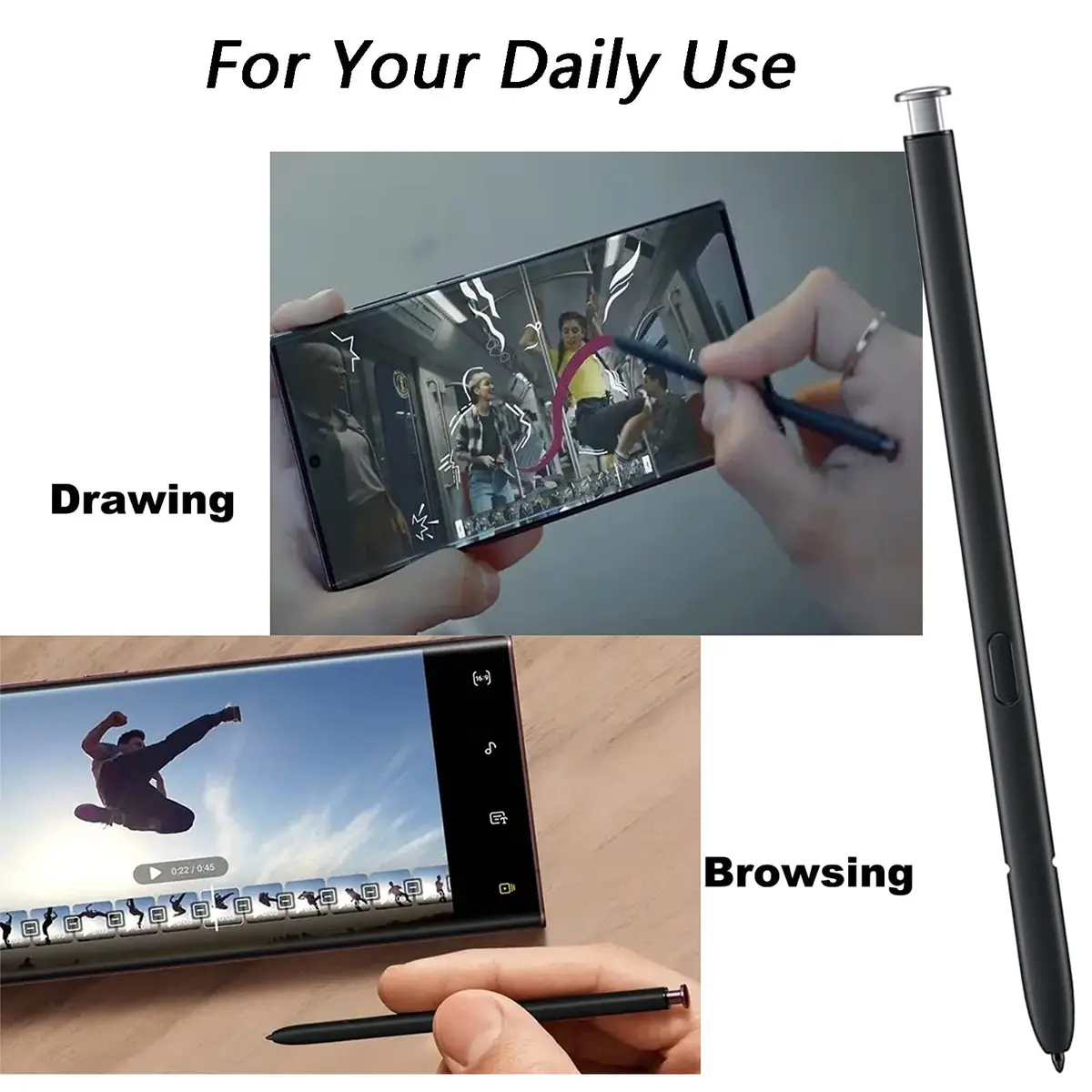 PCTC Stylus Pen for Samsung Galaxy S22 Ultra 5G SM-S908 | Phantom White - view 4