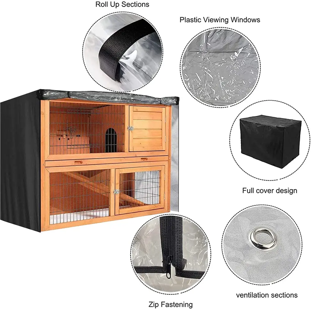 Skyour 4ft Rabbit Hutch Cover 122x50x105 cm | Waterproof 420D Oxford Heavy Duty Outdoor Bunny Hutch Cover - view 7