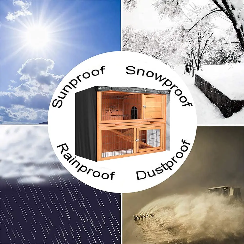 Skyour 4ft Rabbit Hutch Cover 122x50x105 cm | Waterproof 420D Oxford Heavy Duty Outdoor Bunny Hutch Cover - view 8