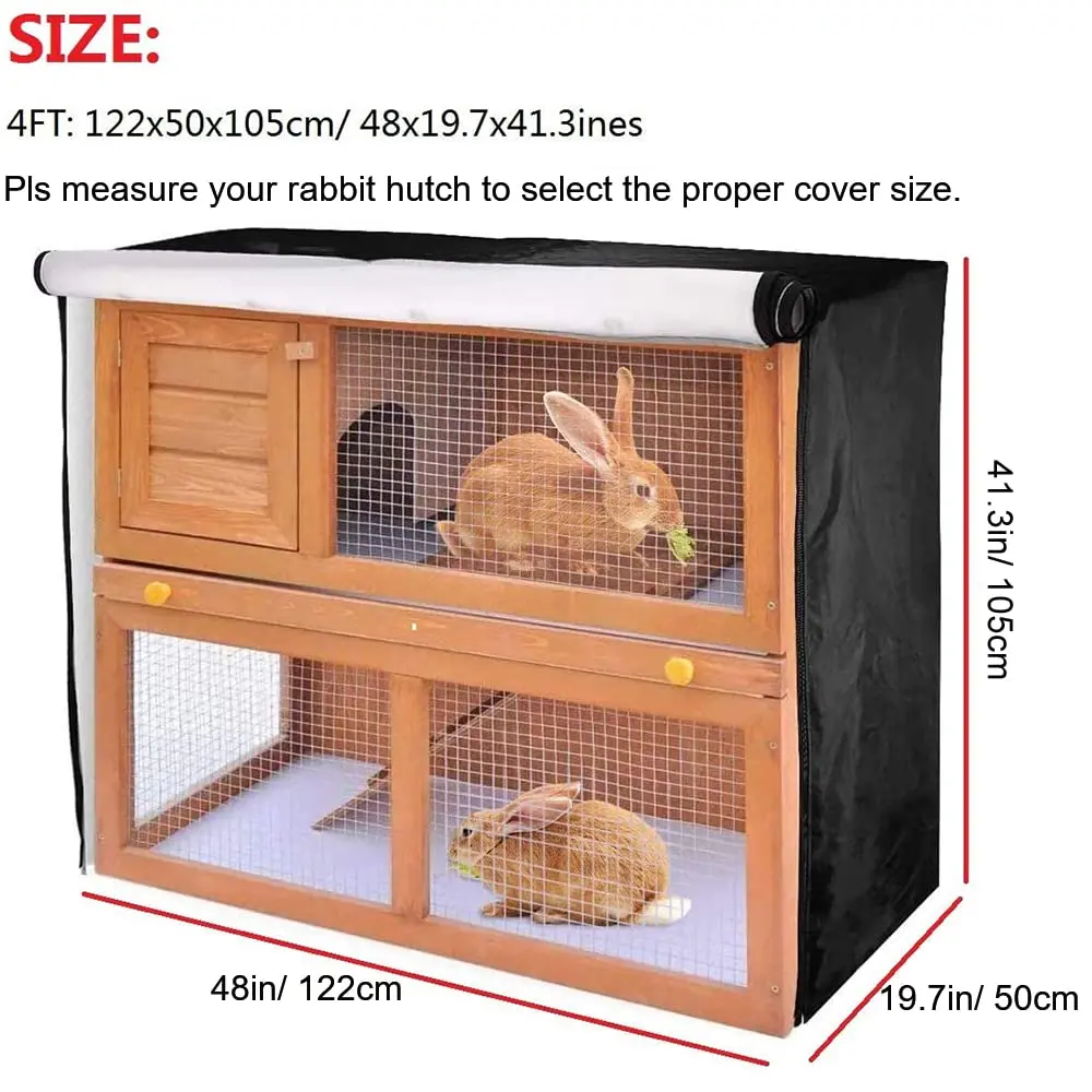 Skyour 4ft Rabbit Hutch Cover 122x50x105 cm | Waterproof 420D Oxford Heavy Duty Outdoor Bunny Hutch Cover - view 4