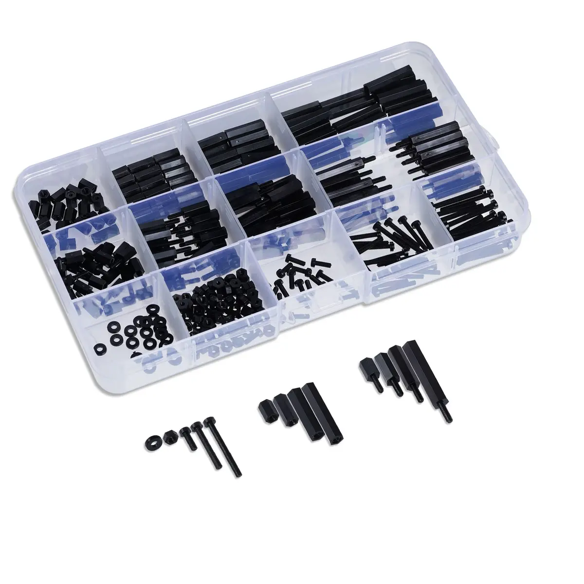 Lystaii M2 Black Nylon Hex Spacer Standoff Kit 320pcs | Non-Conductive Mounting Hardware - view 5