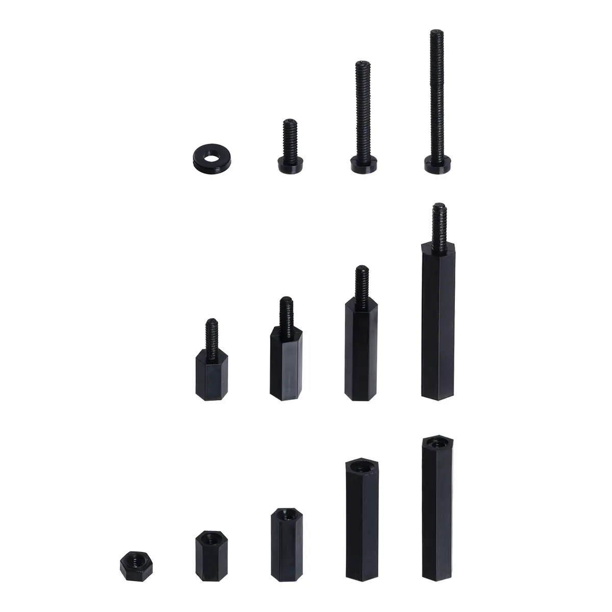 Lystaii M2 Black Nylon Hex Spacer Standoff Kit 320pcs | Non-Conductive Mounting Hardware - view 4