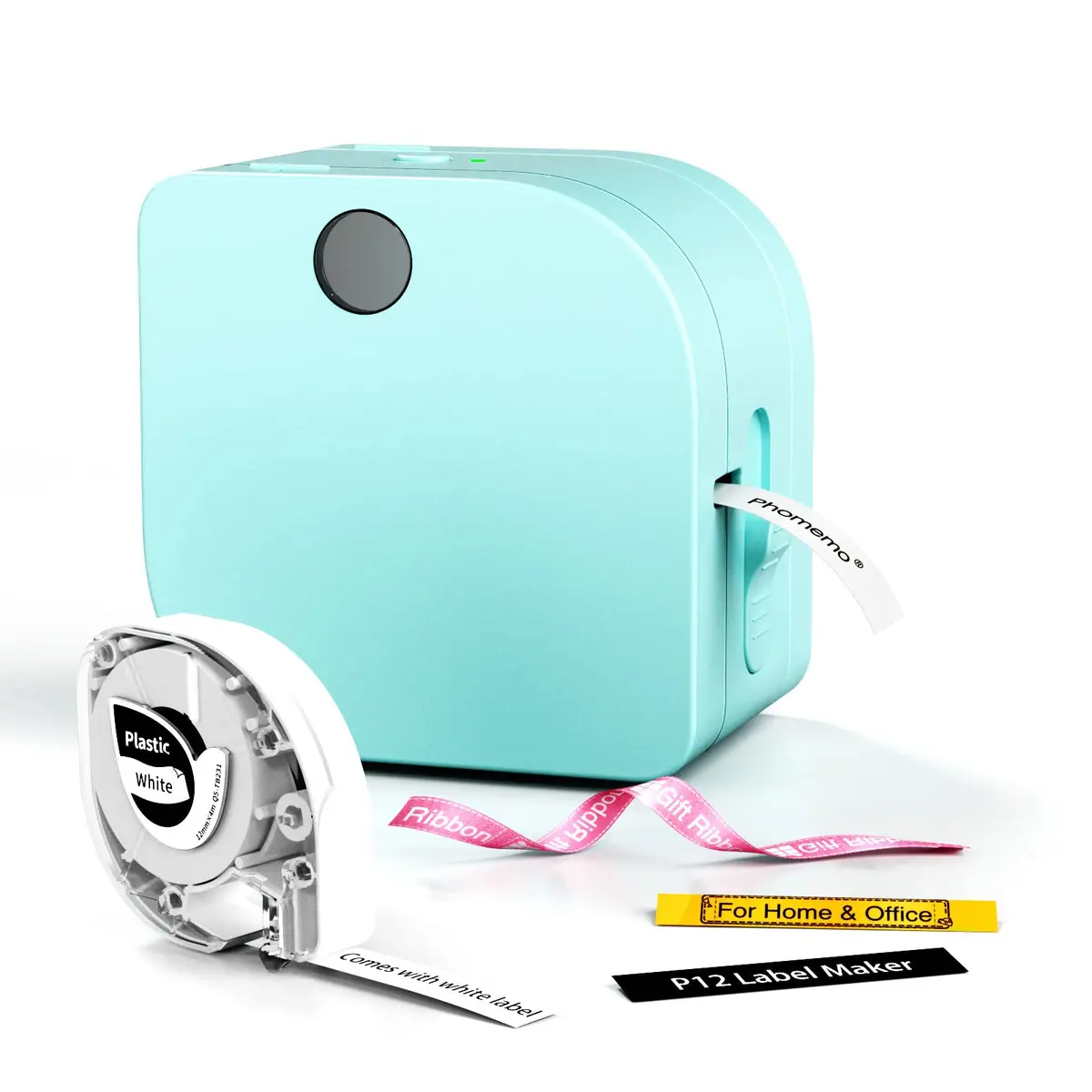Phomemo P12 Bluetooth Label Maker Machine with Tape, 203dpi Resolution, Portable, Green | Label Manufacturer for Home, Office, School - main product image