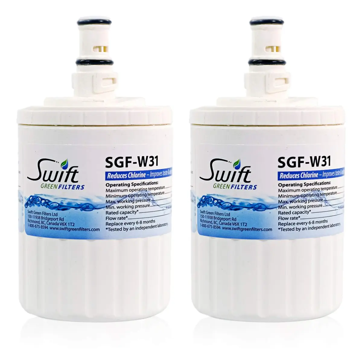 Swift Green Filters SGF-W31 Compatible Refrigerator Water Filter 2 Pack | NSF Certified, 3000-Gallon Capacity, Made in USA - main product image