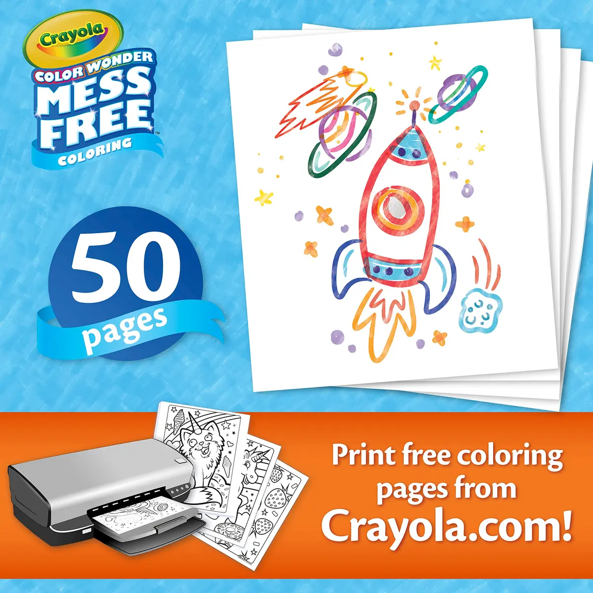 Crayola Color Wonder Mess Free Coloring Pages 50ct | Blank Printable Pages for Toddlers & Kids - view 2