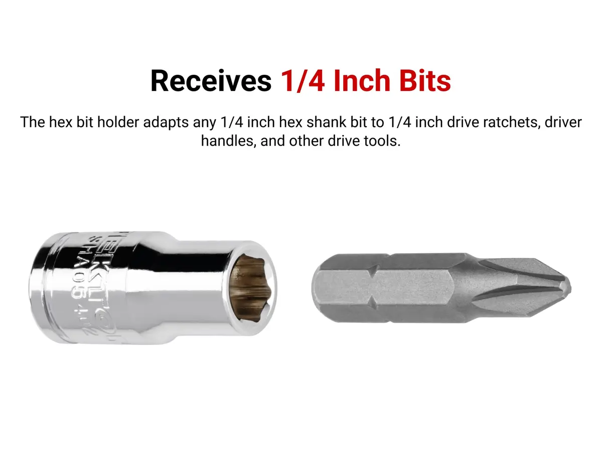 TEKTON 1/4 Inch Drive Magnetic Hex Bit Holder Socket SHA05402 | Easy Read Size, Corrosion Resistant, Secure Connection - view 5