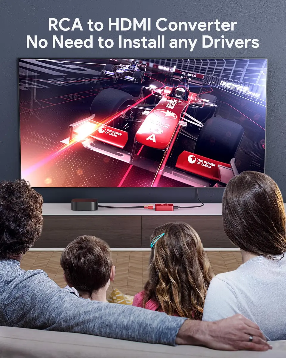 ABLEWE RCA to HDMI Converter 1080P | Plug & Play AV to HDMI Adapter for TV/PC/PS3/Xbox, Red - view 4
