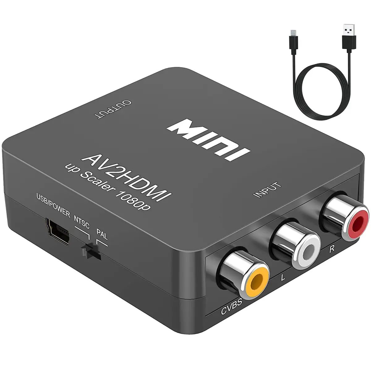 ABLEWE RCA to HDMI Converter 1080P | Supports PAL/NTSC, Plug & Play, Wide Compatibility, Grey - main product image
