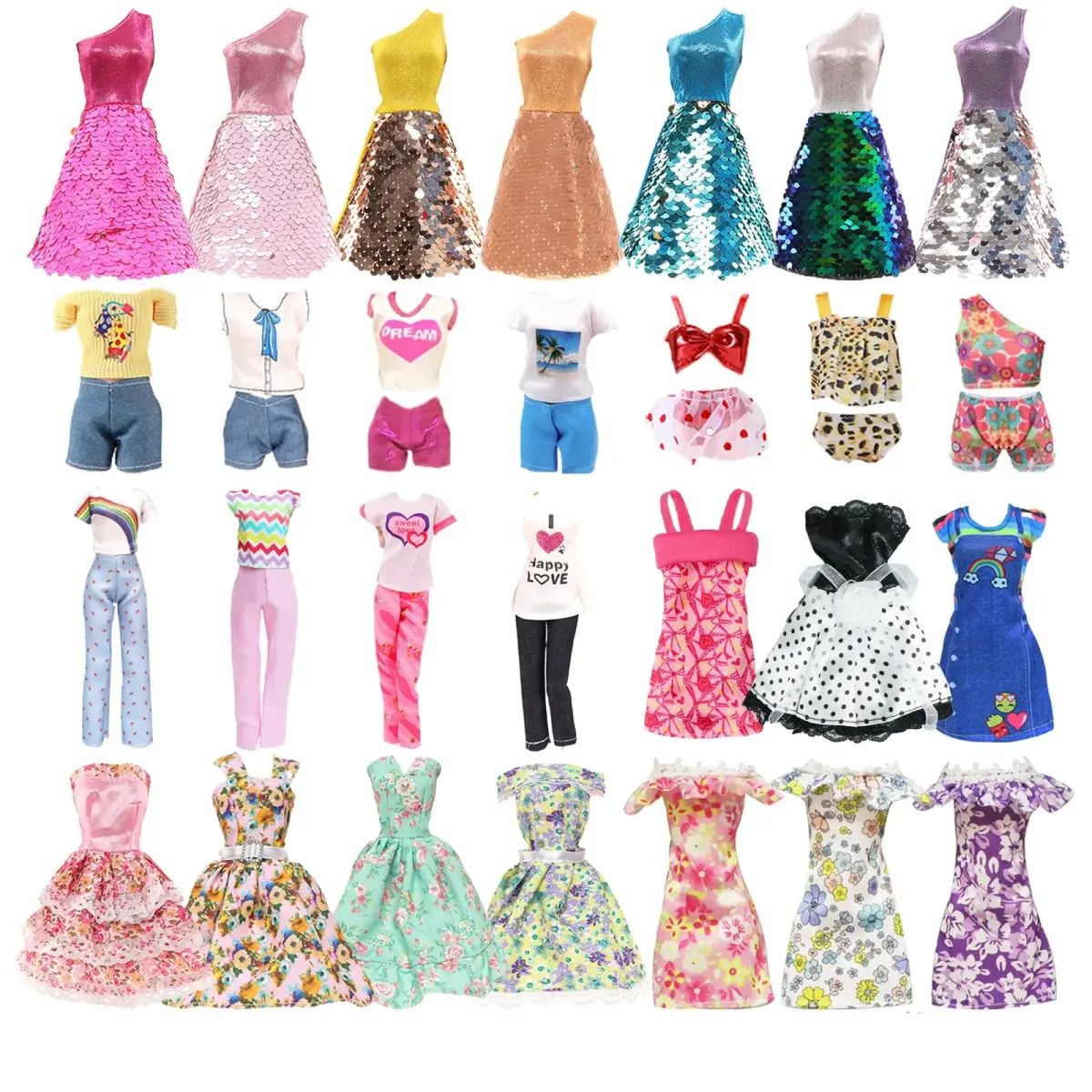 Carreuty 25-Piece Doll Clothes & Accessories Set for 11.5-inch Dolls | Hand-Woven Cotton Outfits & Plastic Accessories - main product image
