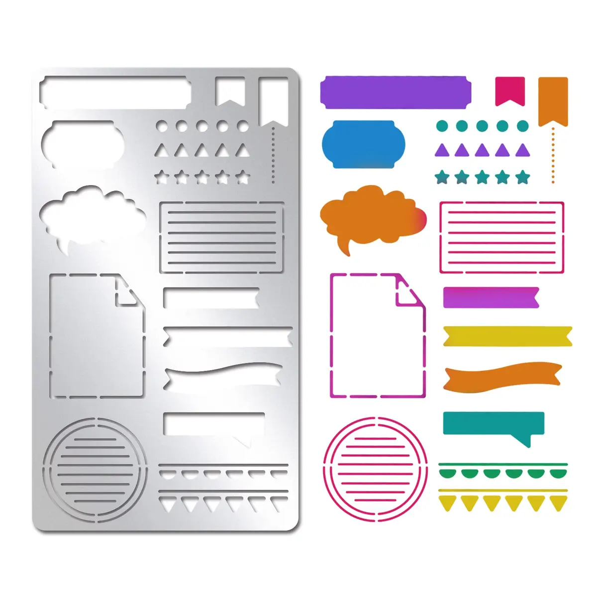 INFUNLY Metal Journal Stencils Bookmark Metal Templates Planner Stencils 10.1x17.7cm (4x7 inches) | Reusable for Journaling, Wood Carving, Drawings, Scrapbooking - view 7