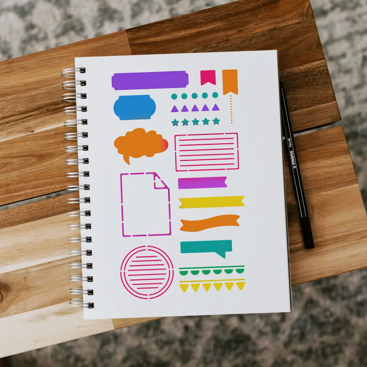 INFUNLY Metal Journal Stencils Bookmark Metal Templates Planner Stencils 10.1x17.7cm (4x7 inches) | Reusable for Journaling, Wood Carving, Drawings, Scrapbooking - view 4