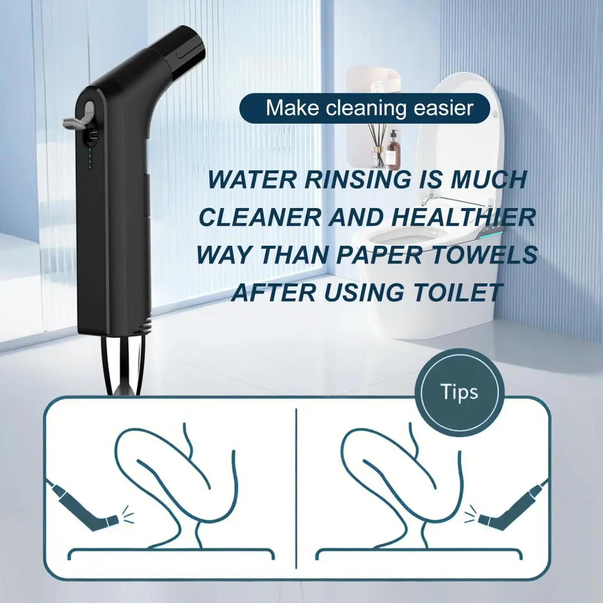 COSWE Electric Portable Bidet Sprayer Black 5000mAh | Travel-Friendly Hygiene Solution - view 8