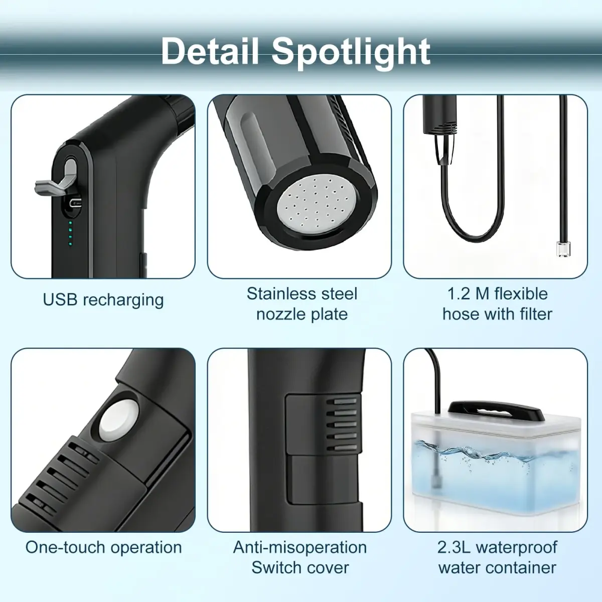 COSWE Electric Portable Bidet Sprayer Black 5000mAh | Travel-Friendly Hygiene Solution - view 3