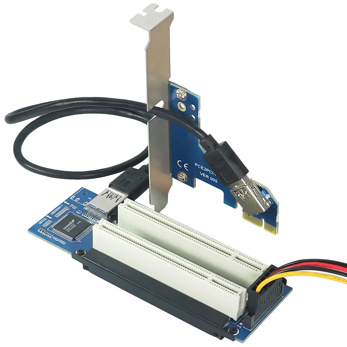 Trotwei Blue PCIe to PCI Adapter Card with USB 3.0 Cable | 3.2 oz (90.7 g) - main product image