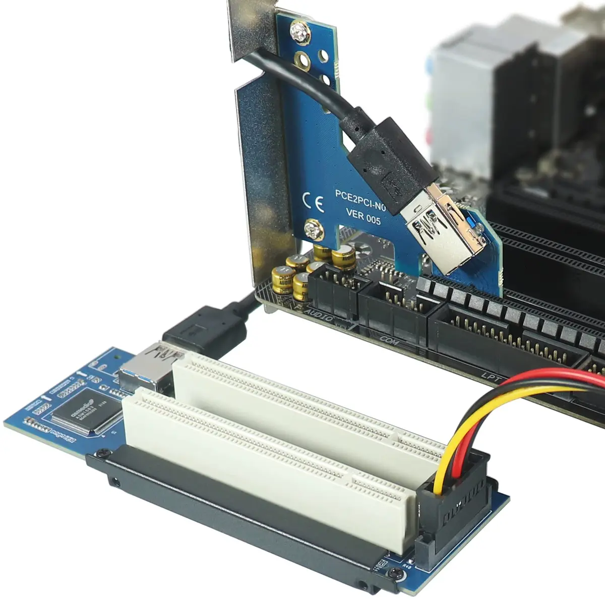 Trotwei Blue PCIe to PCI Adapter Card with USB 3.0 Cable | 3.2 oz (90.7 g) - view 2