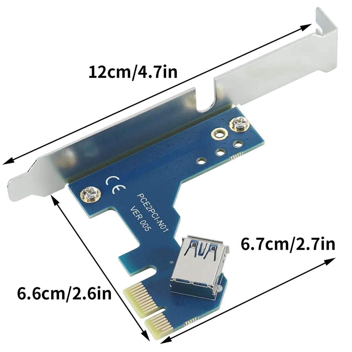 Trotwei Blue PCIe to PCI Adapter Card with USB 3.0 Cable | 3.2 oz (90.7 g) - view 4
