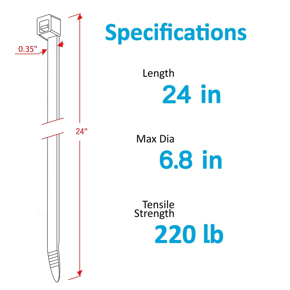 ANOSON Heavy Duty Zip Ties 24 inch | 220 lb Tensile Strength, 40 Pack, Black - view 2