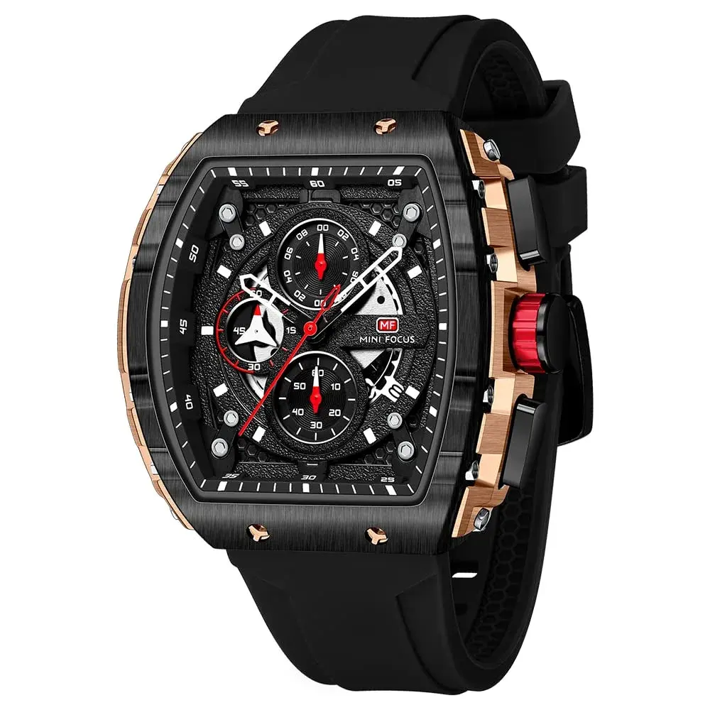 MF MINI FOCUS Men's Tonneau Chronograph Watch 42mm (1.65in) | Luminous Dial & Date - main product image