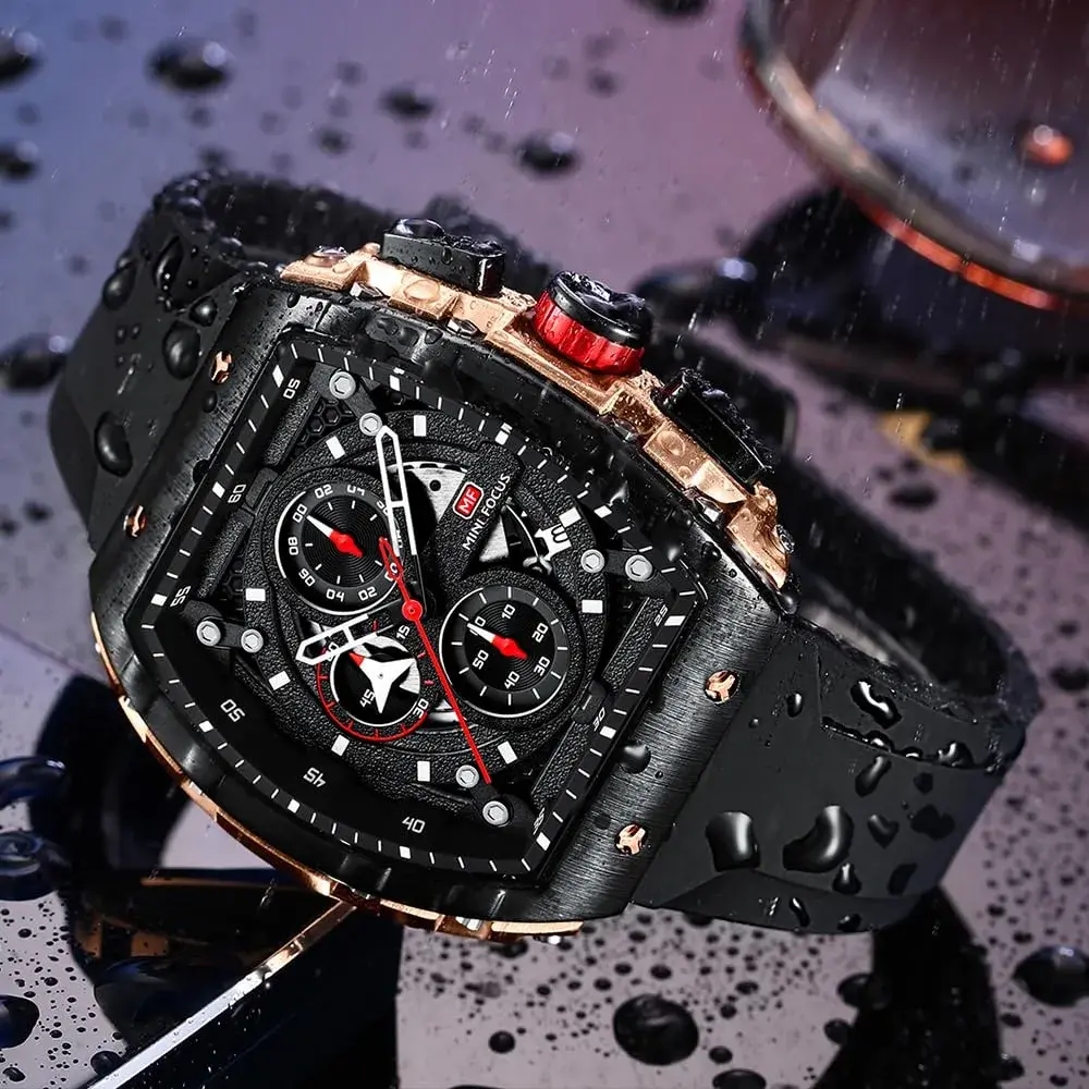 MF MINI FOCUS Men's Tonneau Chronograph Watch 42mm (1.65in) | Luminous Dial & Date - view 2