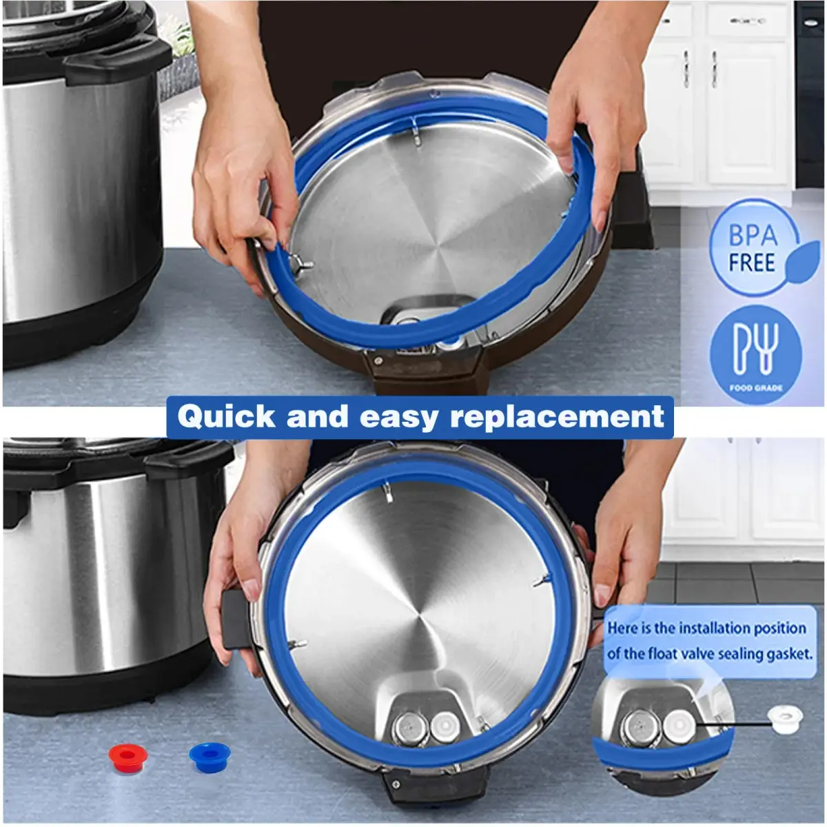 Fuator 8Qt Instant Pot Sealing Ring 3-Pack | Food-Grade Silicone Gasket for Instant Pot Duo, Lux, Ultra, Max, Nova, Smart Models - view 6