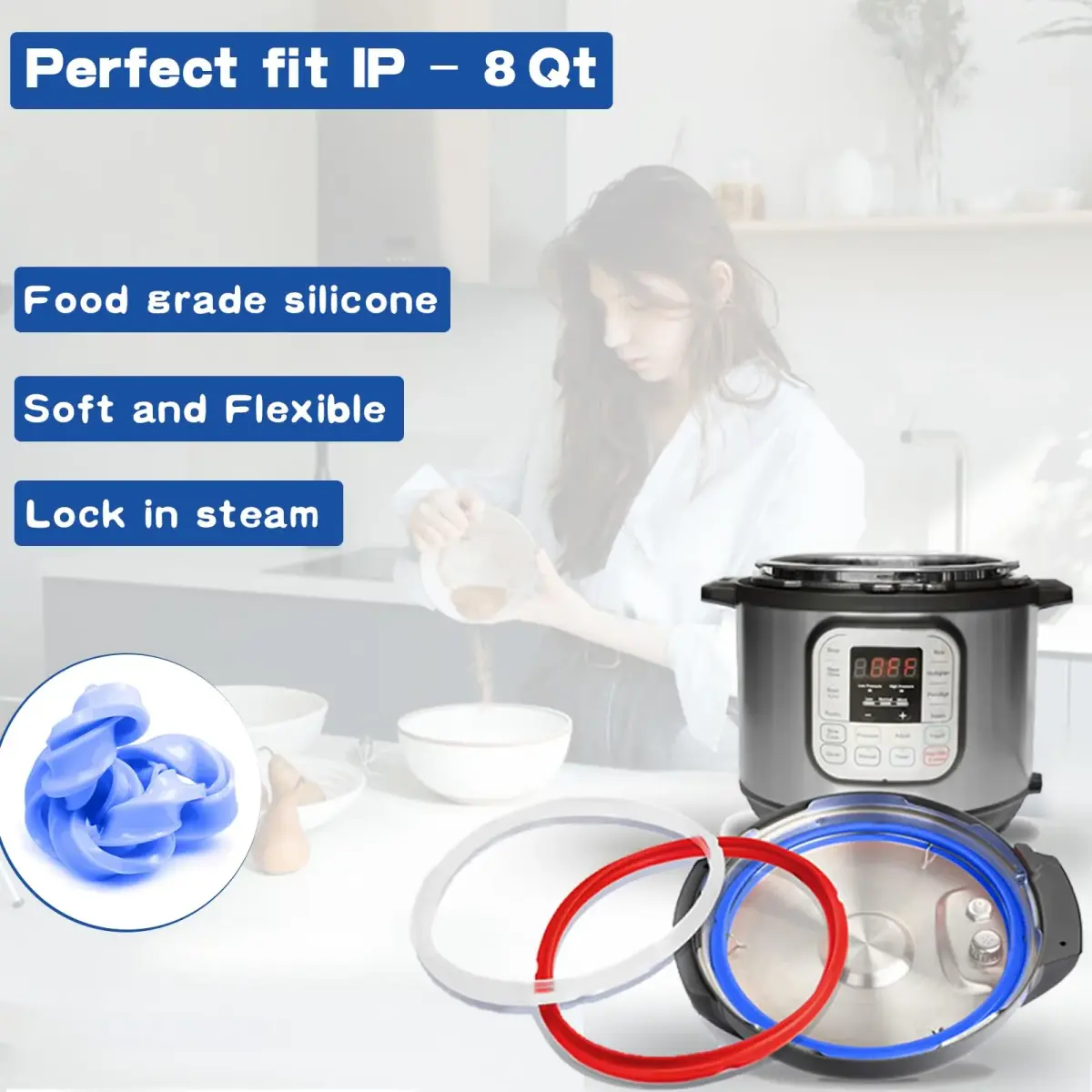Fuator 8Qt Instant Pot Sealing Ring 3-Pack | Food-Grade Silicone Gasket for Instant Pot Duo, Lux, Ultra, Max, Nova, Smart Models - view 8