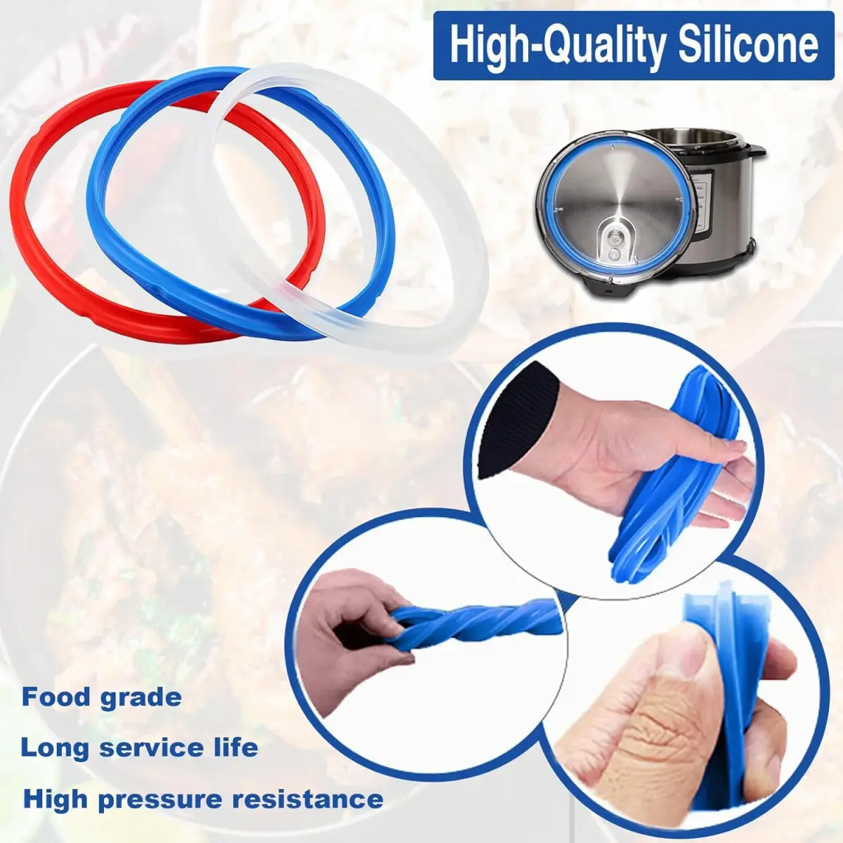 Fuator 8Qt Instant Pot Sealing Ring 3-Pack | Food-Grade Silicone Gasket for Instant Pot Duo, Lux, Ultra, Max, Nova, Smart Models - view 9