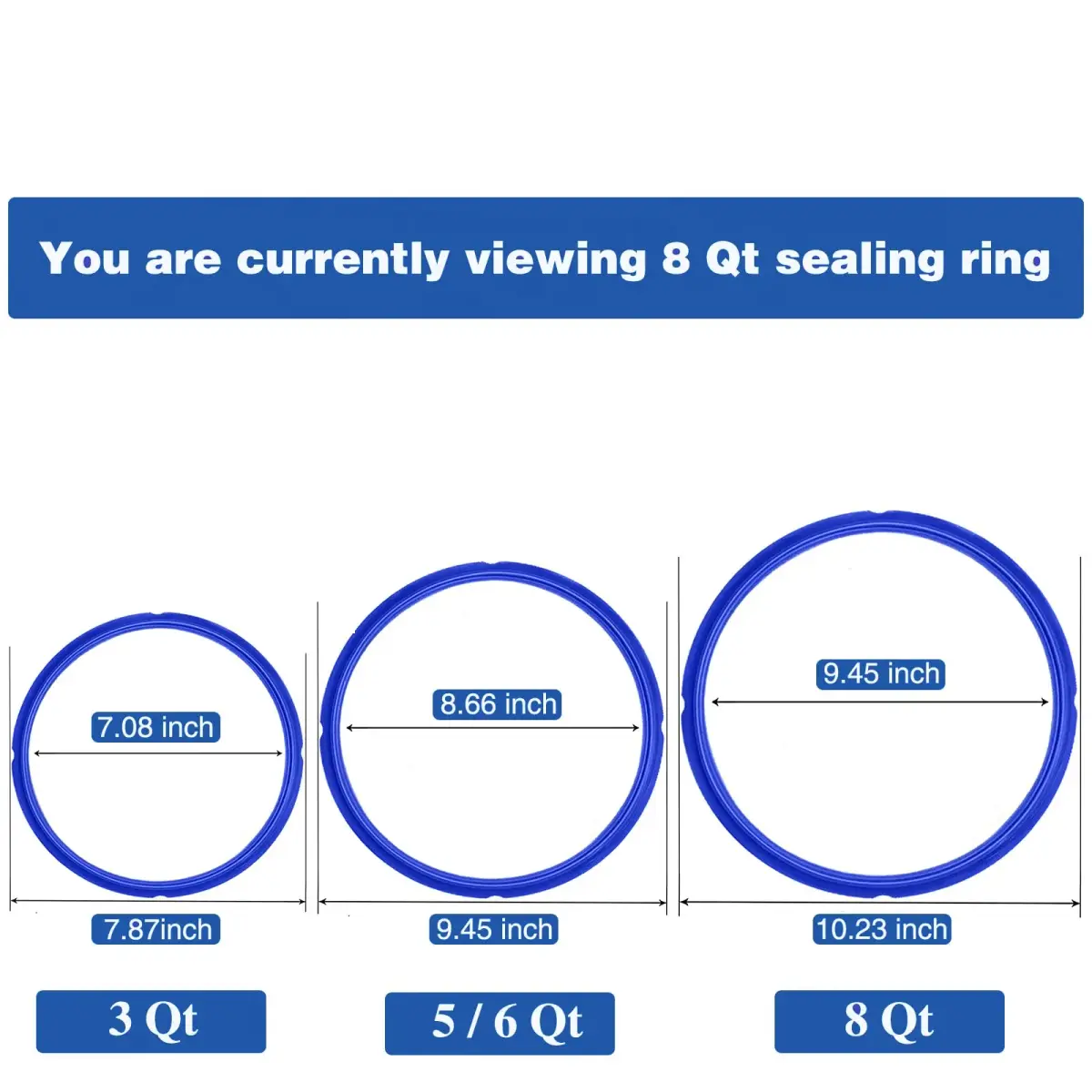 Fuator 8Qt Instant Pot Sealing Ring 3-Pack | Food-Grade Silicone Gasket for Instant Pot Duo, Lux, Ultra, Max, Nova, Smart Models - view 2