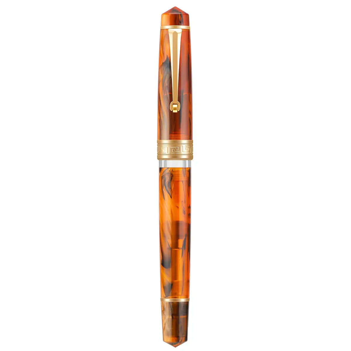 Asvine P20 Piston Fountain Pen Amber Resin, Extra Fine Nib Gold Trim | Smooth Writer Collection with Case Set - view 8
