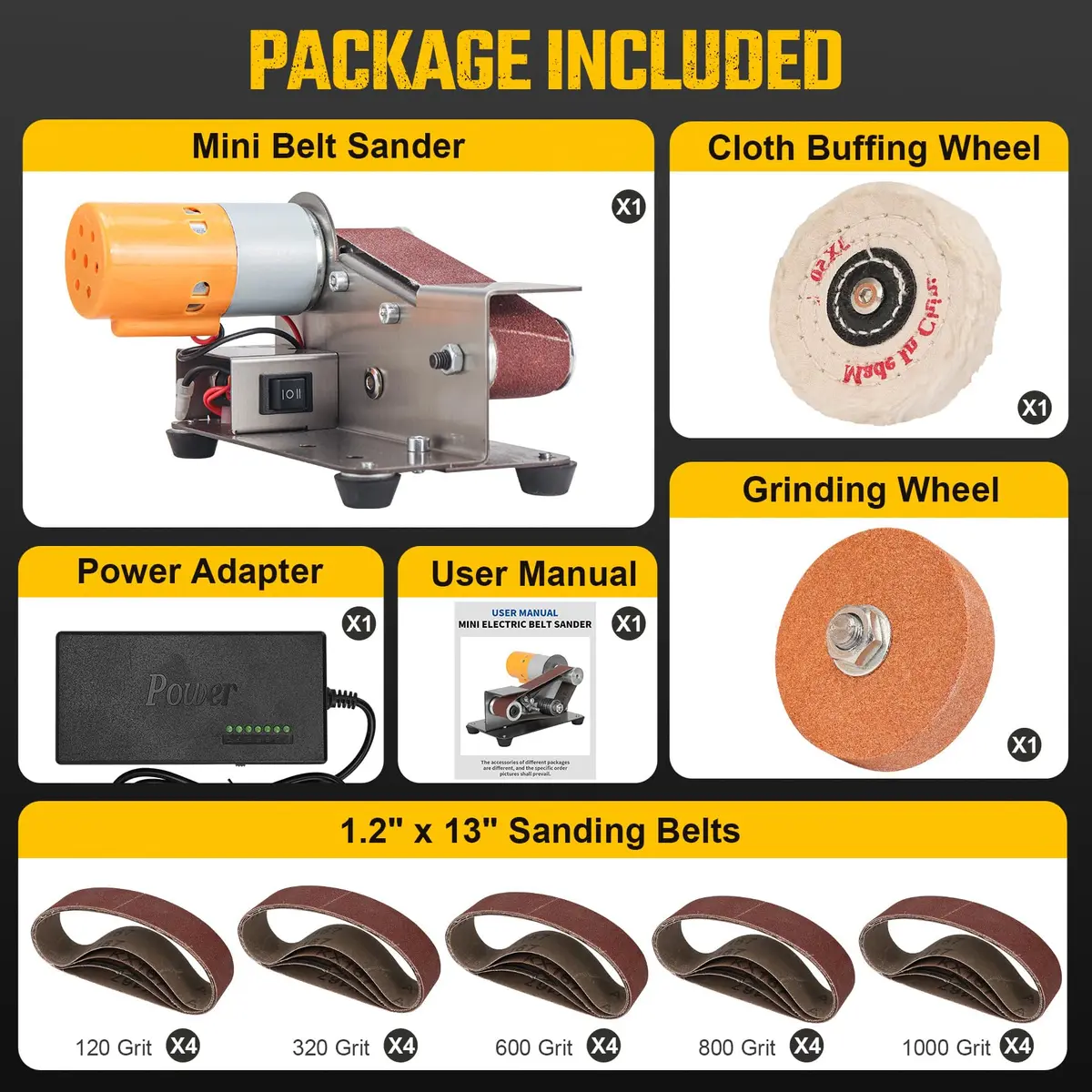 NuoDunco 3-in-1 Mini Belt Sander 7-Speed Knife Sharpener Bench Grinder | 110-220V, 7-Speed, Stainless Steel, 1.3kg - view 5