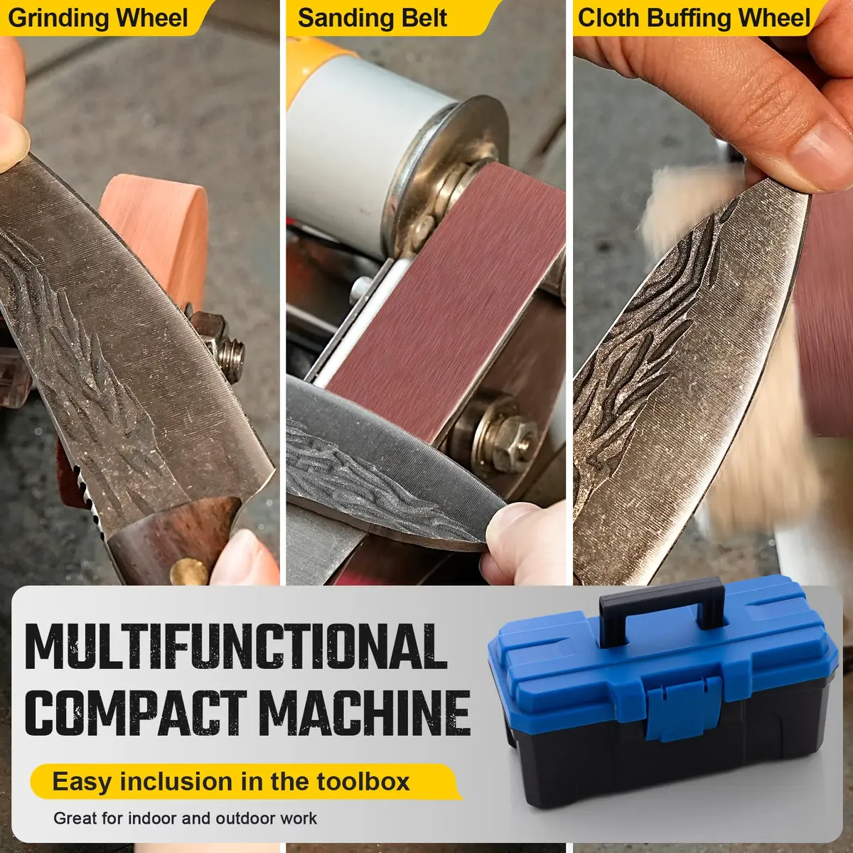 NuoDunco 3-in-1 Mini Belt Sander 7-Speed Knife Sharpener Bench Grinder | 110-220V, 7-Speed, Stainless Steel, 1.3kg - view 4