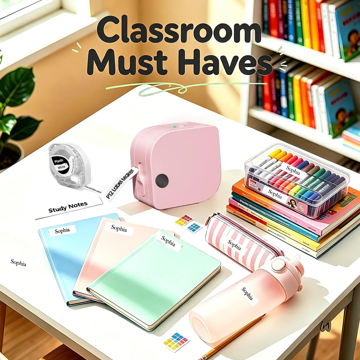 Phomemo P12 Bluetooth Label Maker Machine with Tape, Portable Mini Thermal Transfer Printer for Organizing, Pink (180g, 4.09" L x 3.52" W x 2.7" H) - view 2