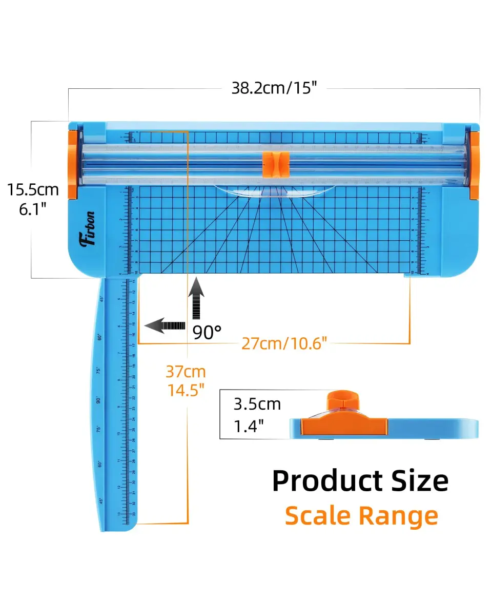 Firbon A4 Paper Cutter, 12 Inch Paper Trimmer with Extended Ruler, Blue | 12 Sheets Capacity | CM & Inch Scale | Spring-Loaded Safe Blade - view 2