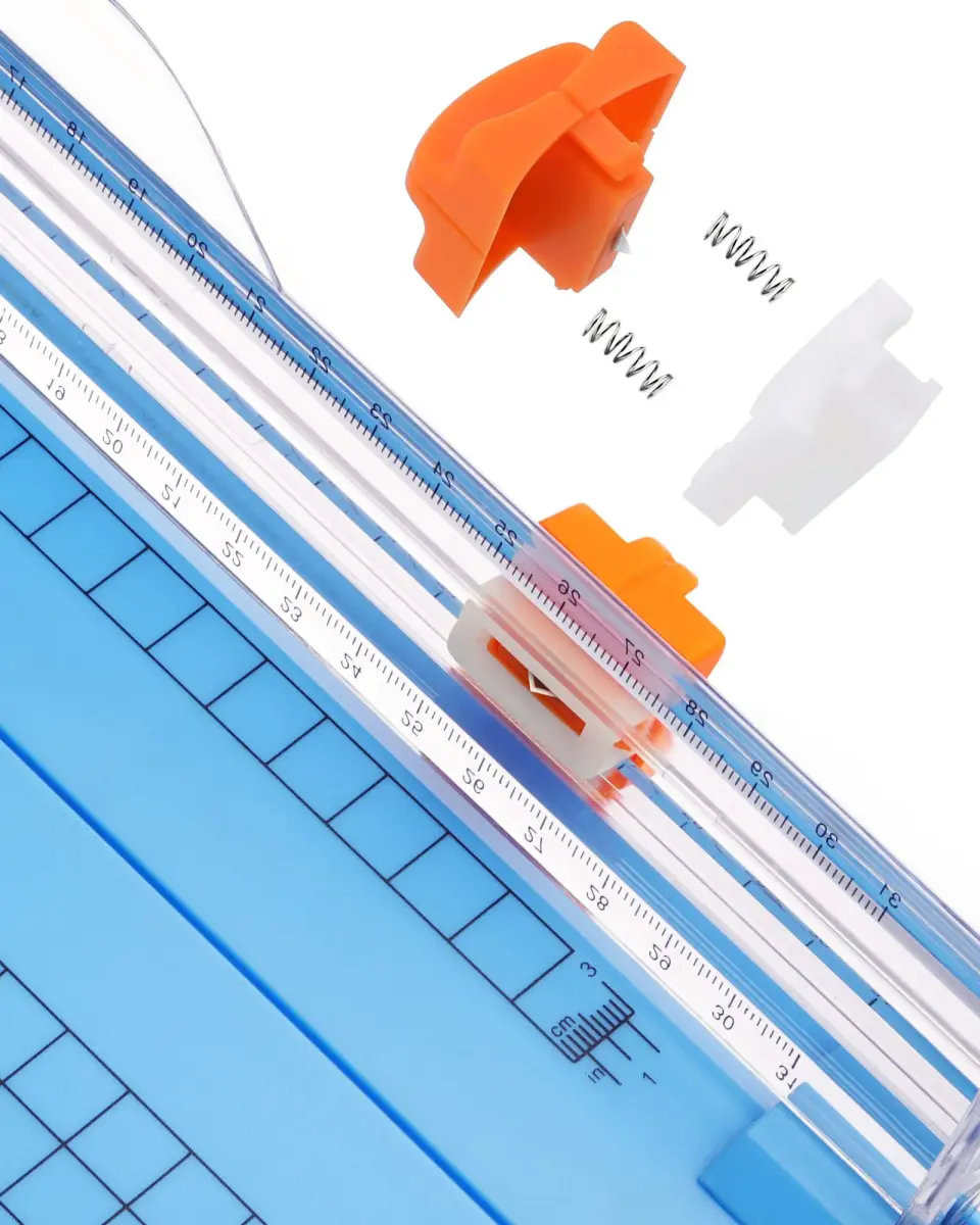 Firbon A4 Paper Cutter, 12 Inch Paper Trimmer with Extended Ruler, Blue | 12 Sheets Capacity | CM & Inch Scale | Spring-Loaded Safe Blade - view 4