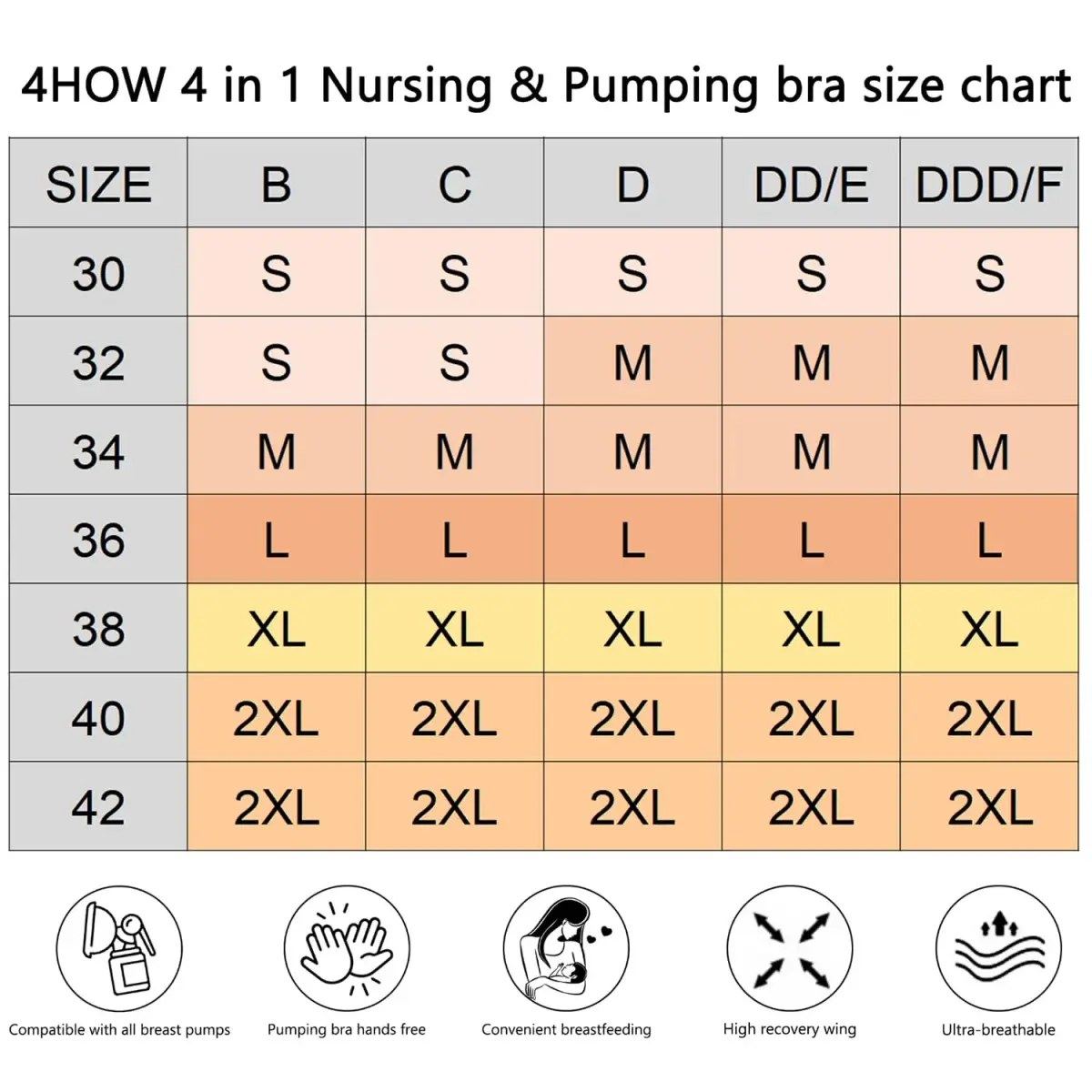 4HOW Hands-Free Breast Pump Bra for Nursing & Maternity, Black, Large | Effortless Pumping & Nursing Bra - view 6