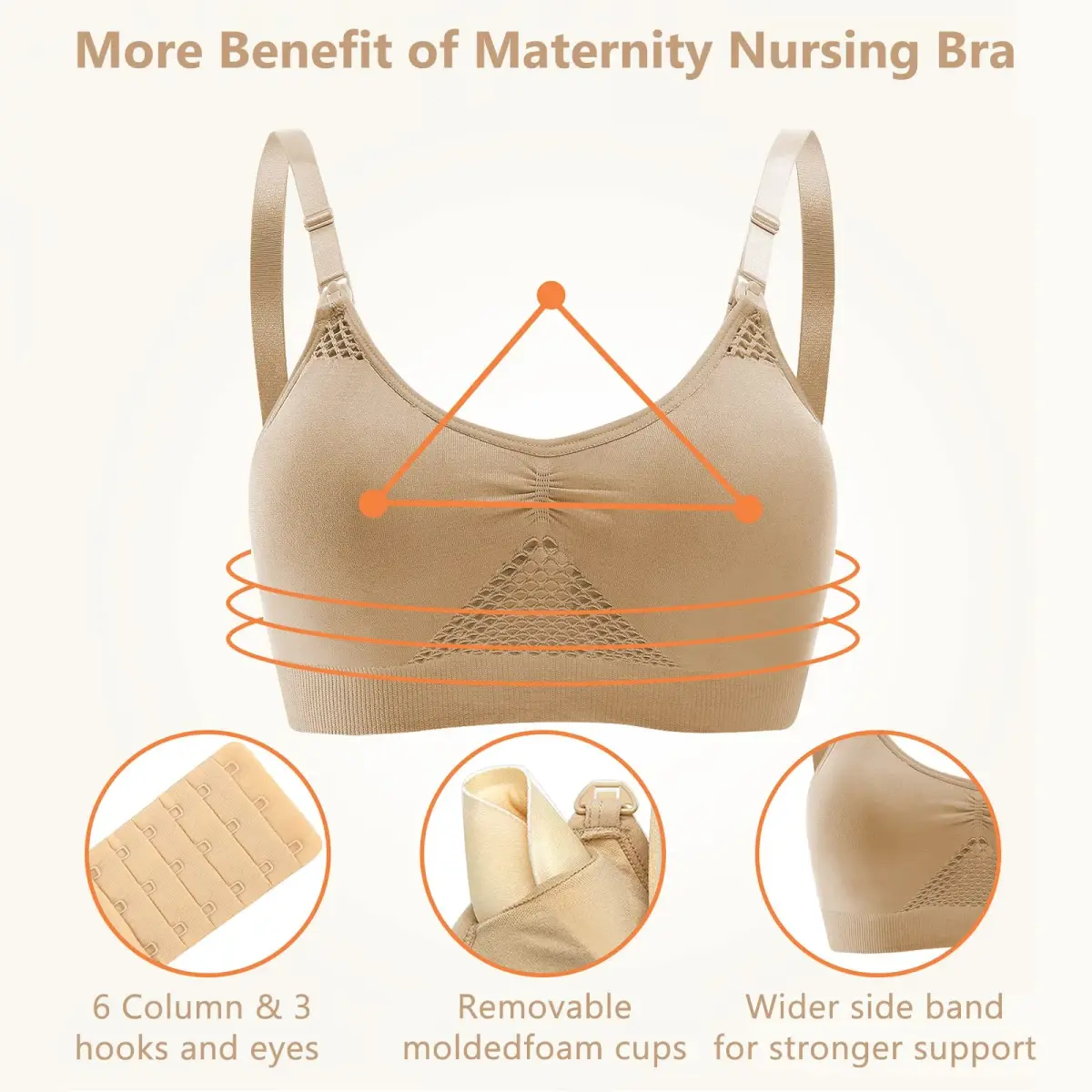 4HOW Pumping & Nursing Bra for Breastfeeding, Hands-Free Pumping, Adjustable Fit, Black+Beige, Large - view 5