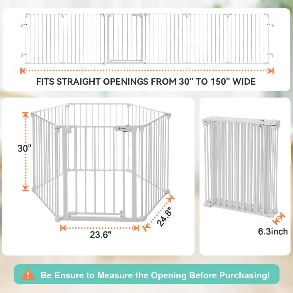 COMOMY Baby Gate Extra Wide 150" | Versatile Indoor & Outdoor Barrier (30" Tall, White) - view 5