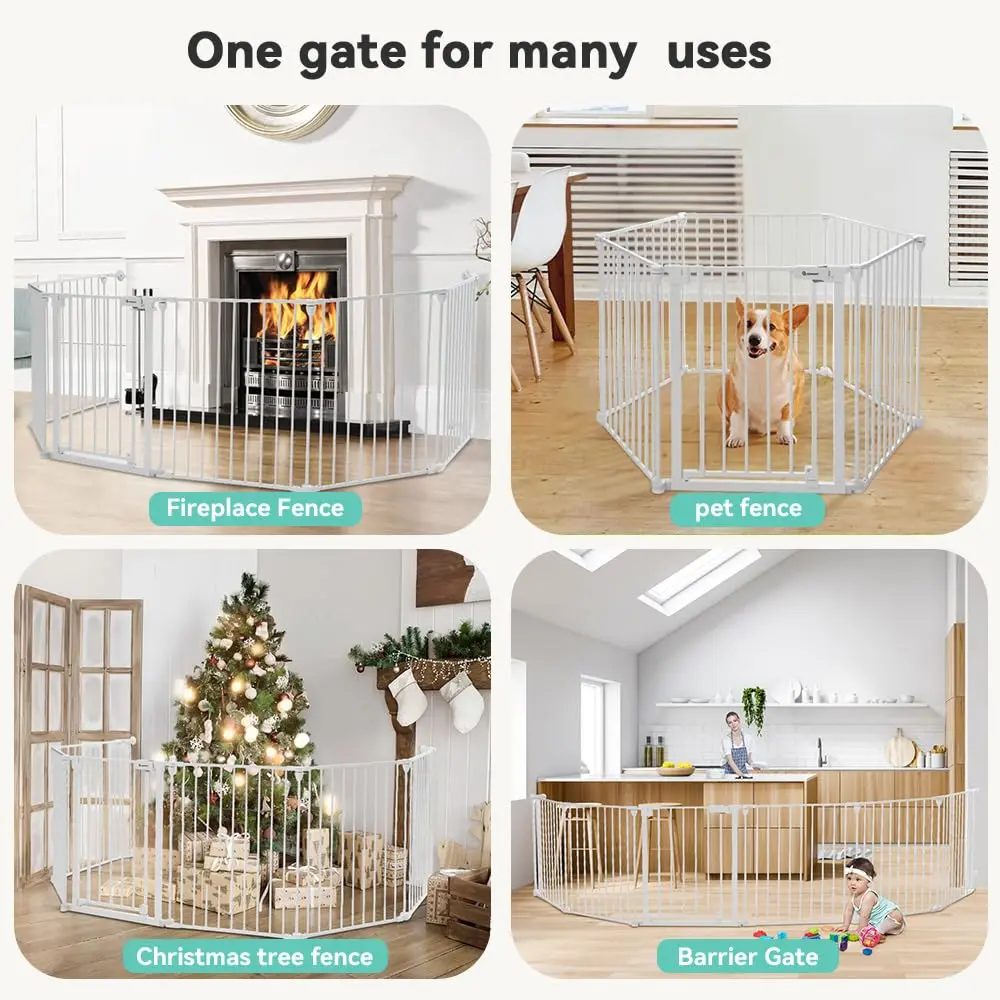 COMOMY Baby Gate Extra Wide 150" | Versatile Indoor & Outdoor Barrier (30" Tall, White) - view 6